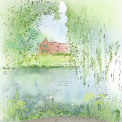 Old Hall Suffolk Garden Concept Pond View 3